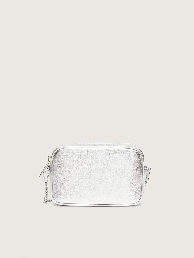 Mini Star Bag för damer i silverlaminerat läder med ton-i-ton-stjärna