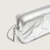 Mini Star Bag för damer i silverlaminerat läder med ton-i-ton-stjärna