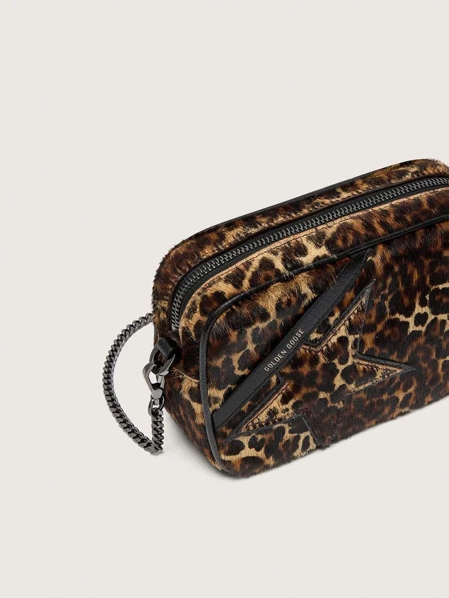 Mini Star Bag i ponnyläder med djurmönster och ton-i-ton-stjärna
