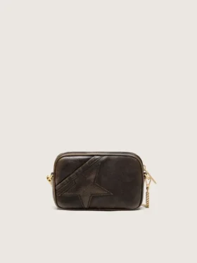 Mini Star Bag i slitet mörkbrunt läder med ton-i-ton-stjärna