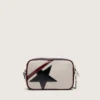 Mini Star Bag i smörvitt läder med svart stjärna och vinröda samt mörkblå detaljer