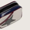 Mini Star Bag i smörvitt läder med svart stjärna och vinröda samt mörkblå detaljer