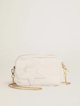 Mini Star Bag i smörvitt läder med ton-i-ton-stjärna