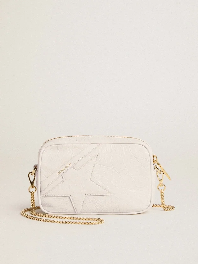 Mini Star Bag i smörvitt läder med ton-i-ton-stjärna