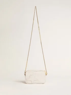Mini Star Bag i smörvitt läder med ton-i-ton-stjärna