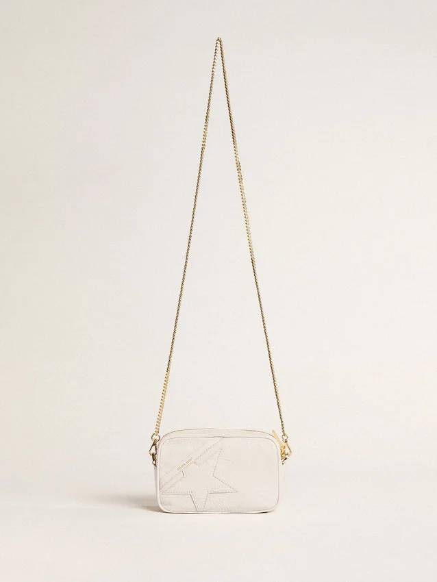 Mini Star Bag i smörvitt läder med ton-i-ton-stjärna