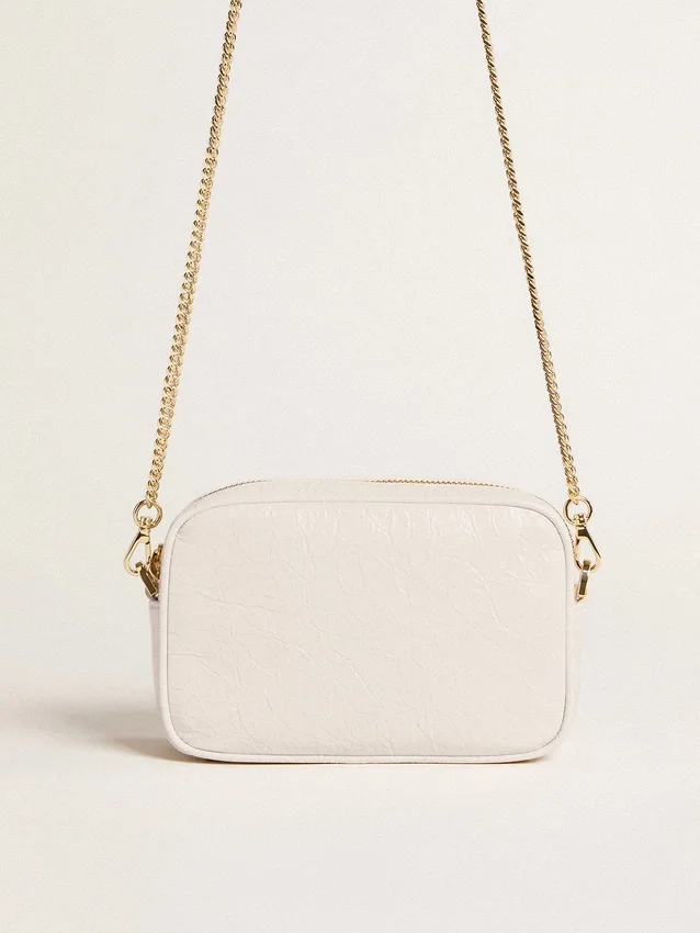 Mini Star Bag i smörvitt läder med ton-i-ton-stjärna