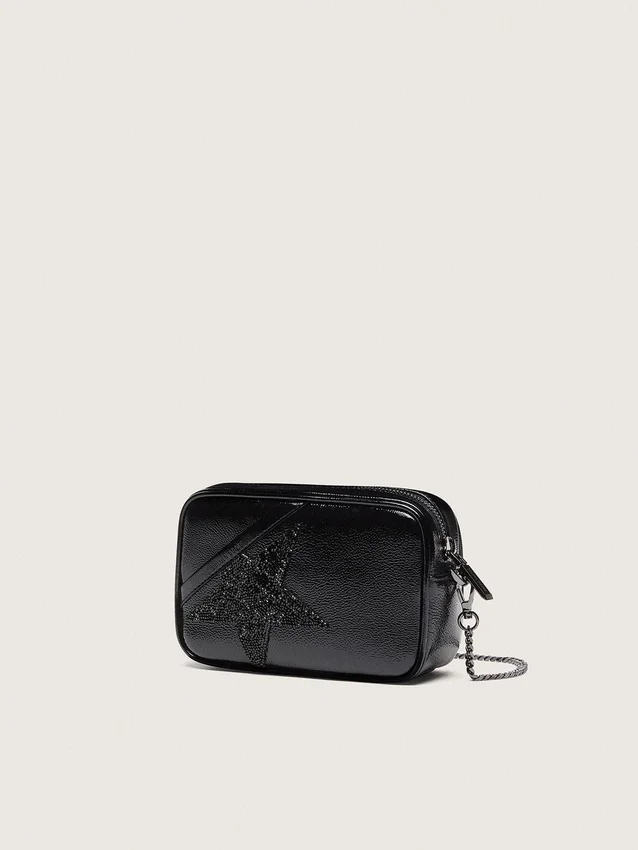 Mini Star Bag i svart läder med stjärna i Swarovski-kristall