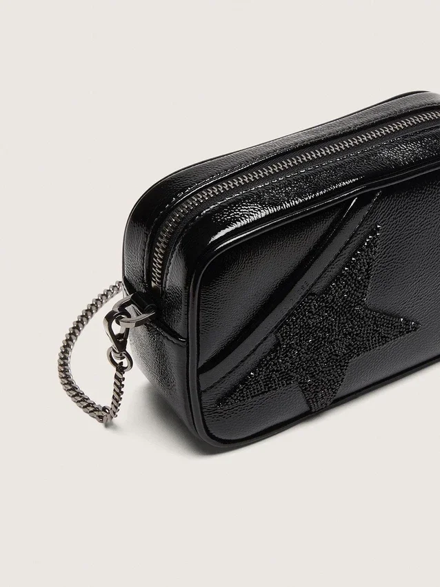 Mini Star Bag i svart läder med stjärna i Swarovski-kristall