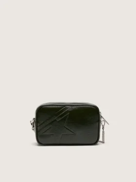 Mini Star Bag i svart läder med ton-i-ton-stjärna
