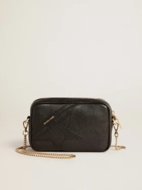 Mini Star Bag i svart läder med ton-i-ton-stjärna