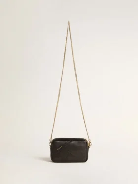 Mini Star Bag i svart läder med ton-i-ton-stjärna