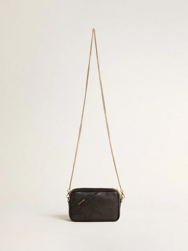 Mini Star Bag i svart läder med ton-i-ton-stjärna