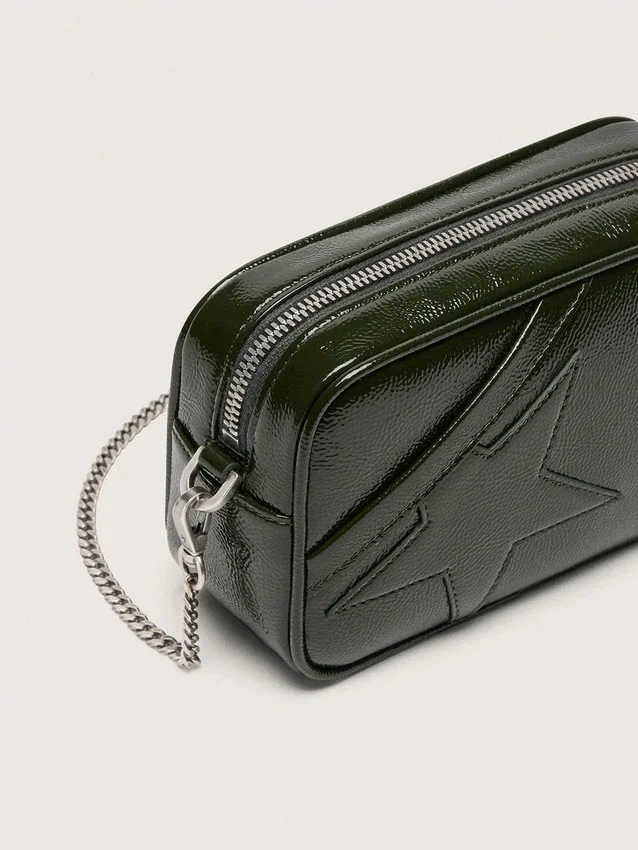 Mini Star Bag i svart läder med ton-i-ton-stjärna