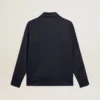 Mörkblå sweatshirt med dragkedja, vit rand och kontrasterande stjärnor
