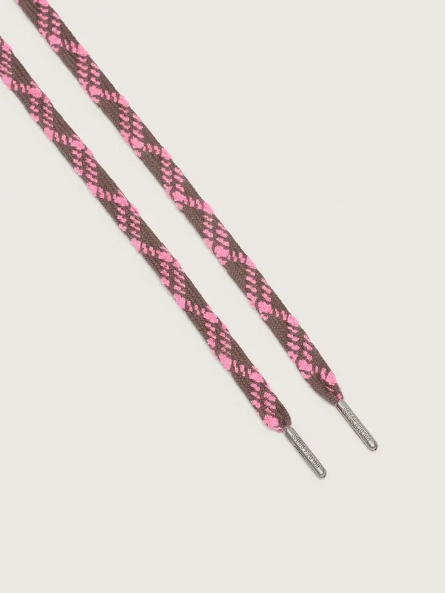 Mörkbruna och rosa tartan-skosnören
