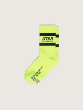 Neongula sportstrumpor med svarta ränder