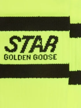 Neongula sportstrumpor med svarta ränder