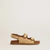 Noa Junior-sandaler i beige raffia och brunt läder