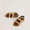 Noa Junior-sandaler i beige raffia och brunt läder