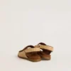 Noa Young-sandaler i beige raffia och brunt läder