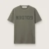 Olivgrön herr-T-shirt med guldbokstäver