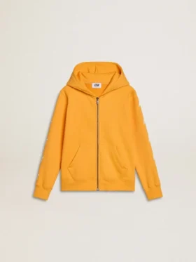 Orange sweatshirt for boys with zip fastening