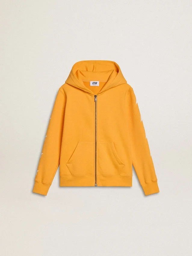 Orange sweatshirt for boys with zip fastening