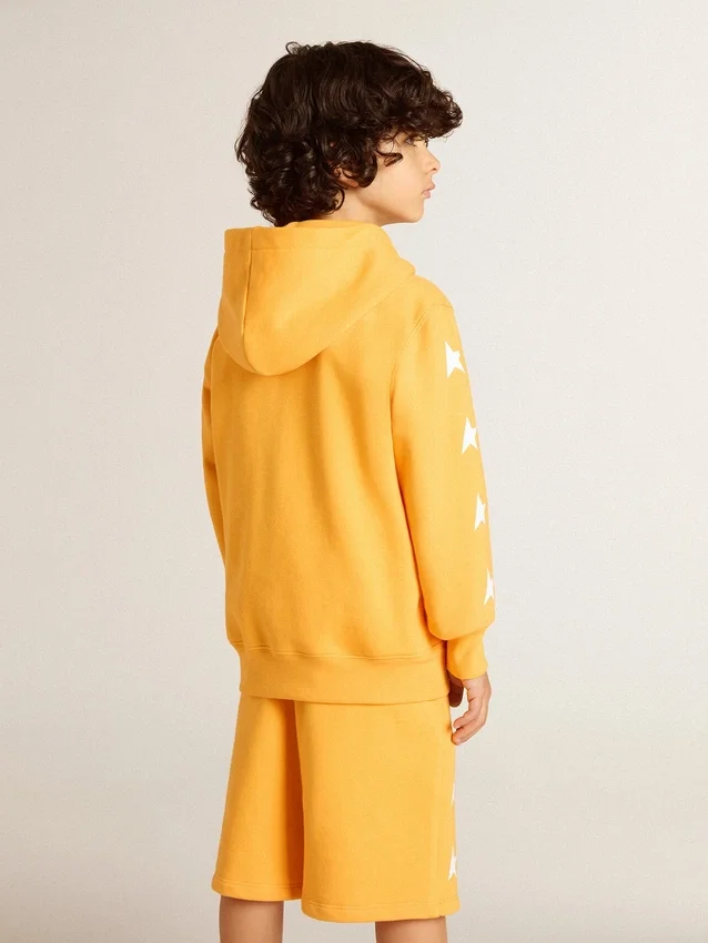 Orange sweatshirt for boys with zip fastening