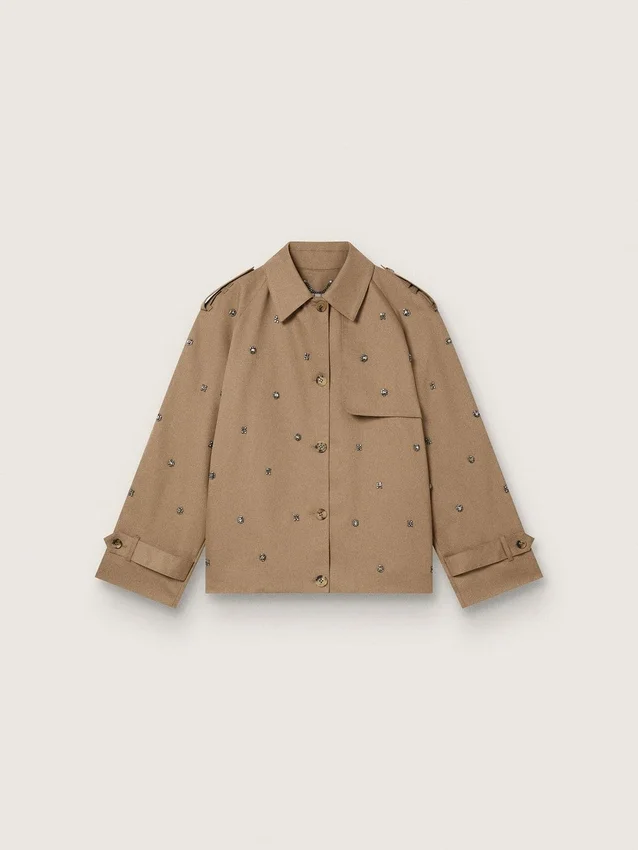 Oversized trenchcoat för dam med kristaller