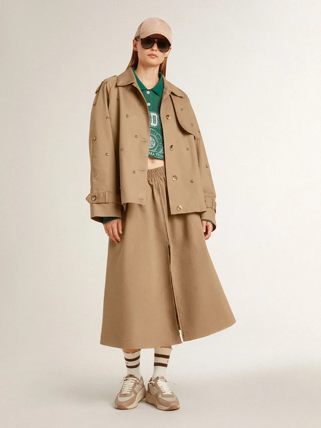 Oversized trenchcoat för dam med kristaller