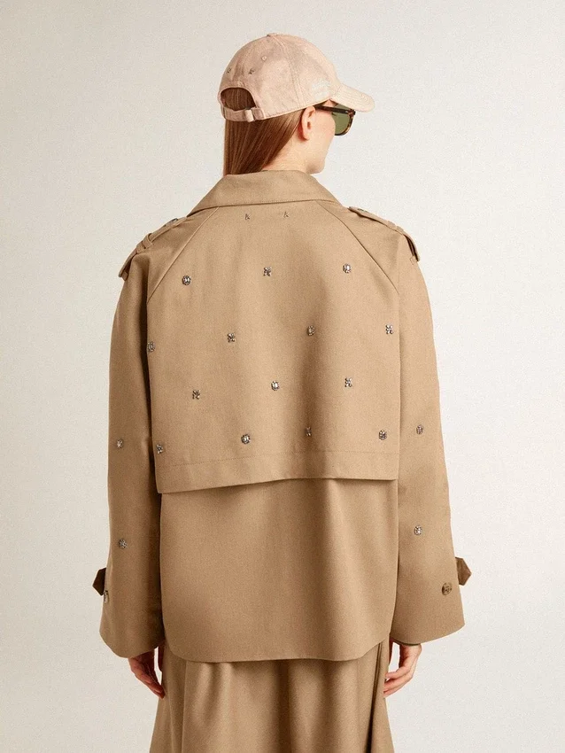 Oversized trenchcoat för dam med kristaller