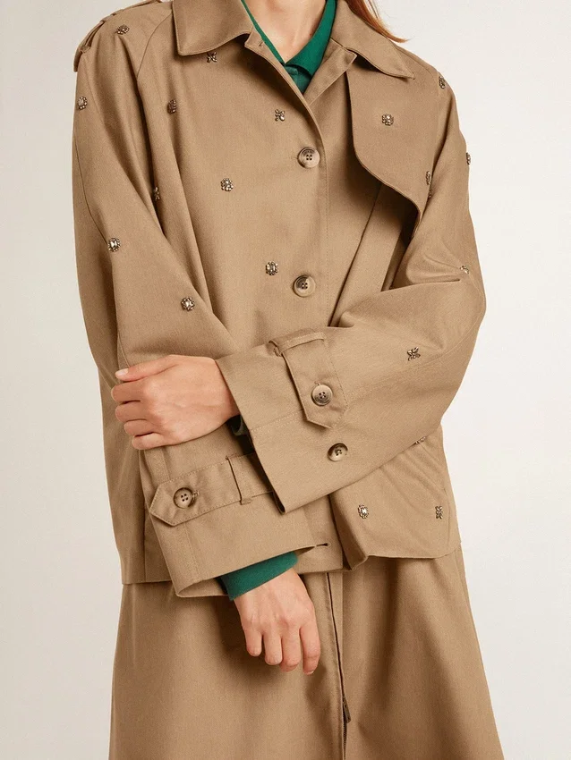 Oversized trenchcoat för dam med kristaller