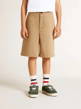 Pojkar shorts i beige bomull