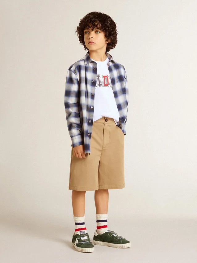 Pojkar shorts i beige bomull
