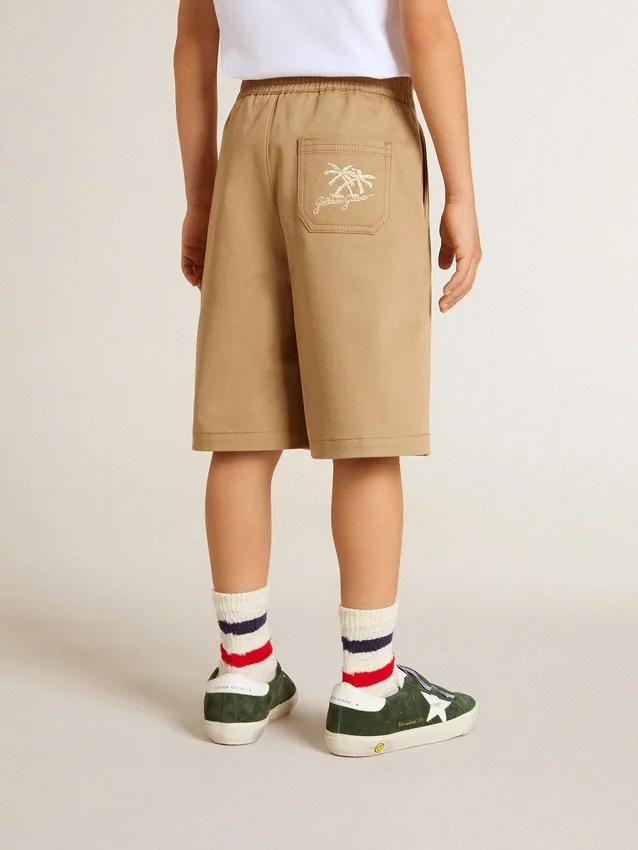 Pojkar shorts i beige bomull