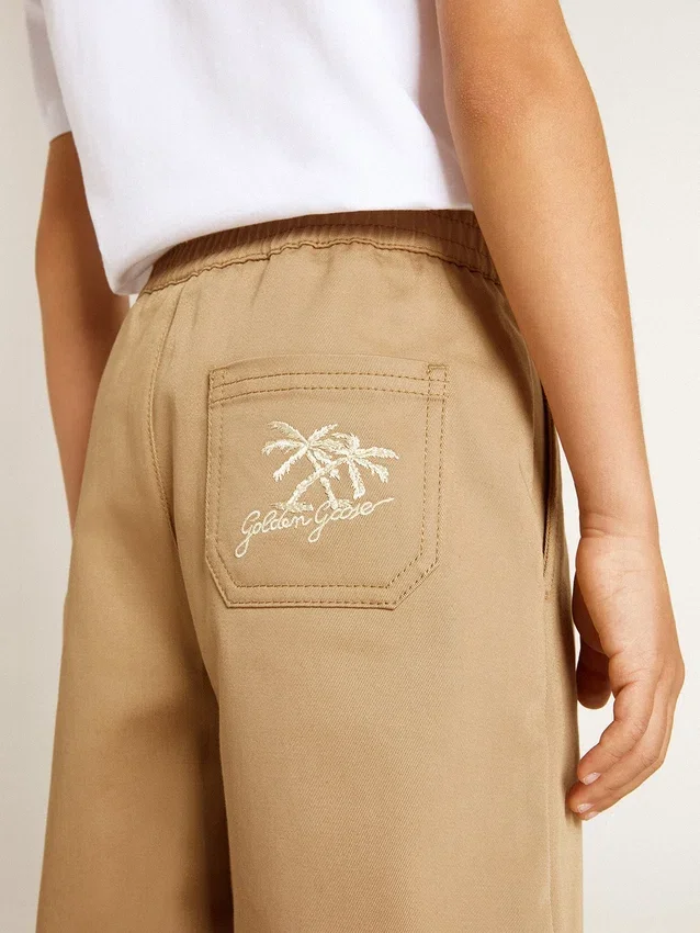 Pojkar shorts i beige bomull