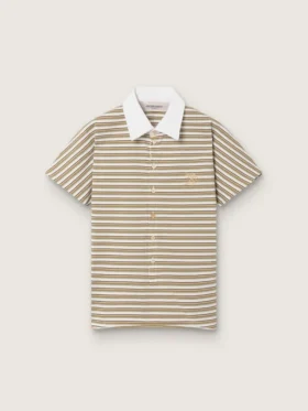 Polo-t-shirt för dam i randig jersey med kontrastkrage