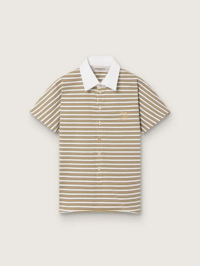 Polo-t-shirt för dam i randig jersey med kontrastkrage