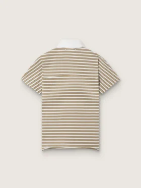 Polo-t-shirt för dam i randig jersey med kontrastkrage