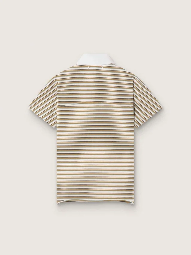 Polo-t-shirt för dam i randig jersey med kontrastkrage