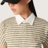 Polo-t-shirt för dam i randig jersey med kontrastkrage
