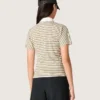 Polo-t-shirt för dam i randig jersey med kontrastkrage