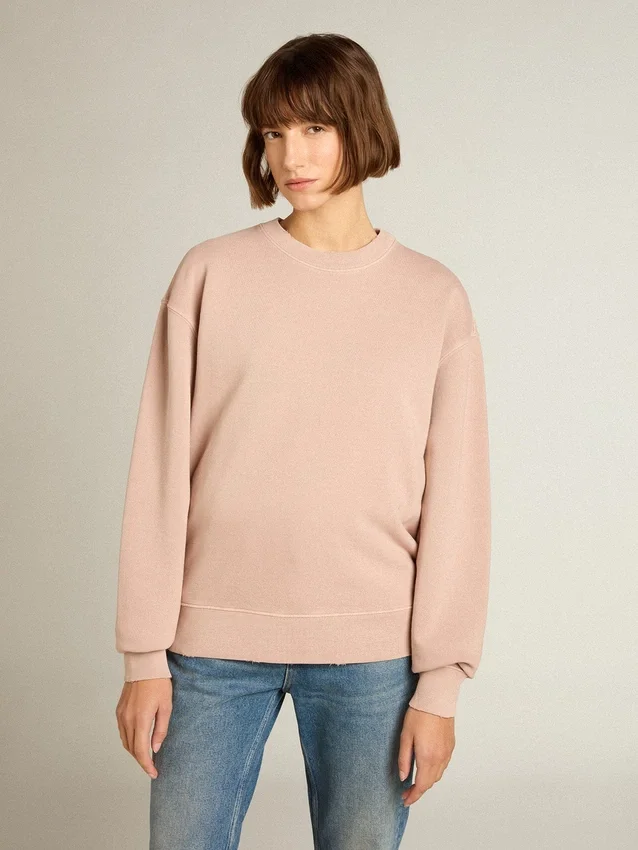 Puderrosa sweatshirt med omvänt logo på ryggen – Jersey Capsule
