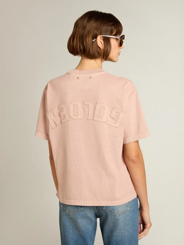 Puderrosa T-shirt med omvänt logo på ryggen – Jersey Capsule