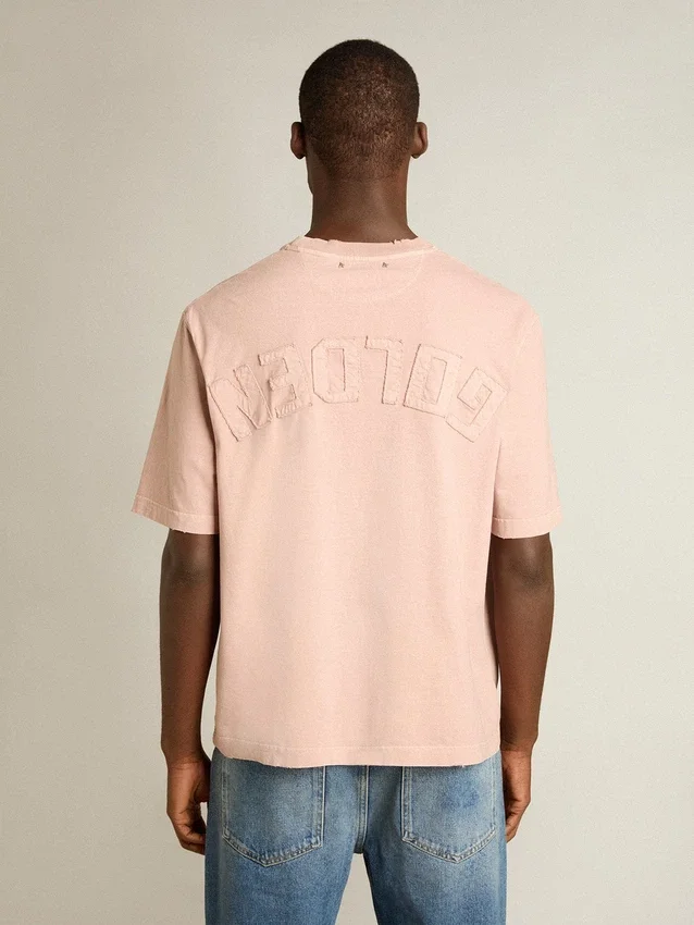 Puderrosa T-shirt med omvänt logo på ryggen – Jersey Capsule