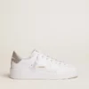 Purestar-sneakers för damer med glittrande silverfärgad hälflik