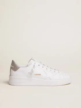 Purestar-sneakers för damer med glittrande silverfärgad hälflik