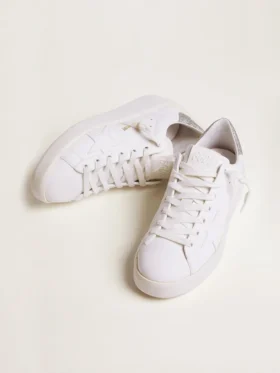 Purestar-sneakers för damer med glittrande silverfärgad hälflik