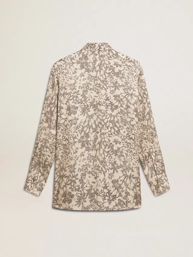 Pyjamas skjorta för dam i silkesblandning med blommönster